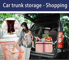 Trunk Organizer for Car, Waterproof Collapsible 3 Compartments Car Organizer, Foldable Storage for Car Accessories, Tools, Sundries for Women Men, Tote Bag (Pink, Standard)