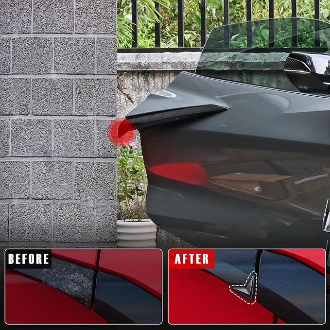 Car Door Edge Guards,Car Driver Side Entrance Corner Protector Pads Compatible with Corvette C8 Stingray Z06 Z51 2020 2021 2022 2023 2024,Middle Protrusion,V-Shaped Anti-Collision (Black)