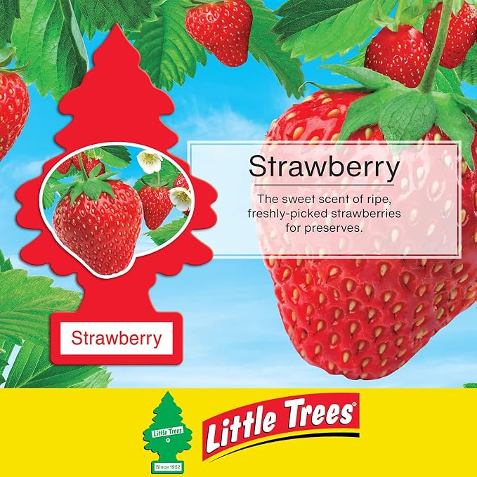 Car Air Freshener | Hanging Paper Tree for Home or Car | Strawberry | 6 Pack