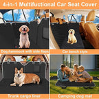Dog Car Seat Cover, 2026 Upgraded 600D Heavy Duty Waterproof & Scratch-Resistant Dog Hammock for Car, Back Seat Pet Cover for Dogs with Sedan and Truck, X-Large, Black