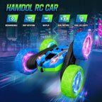RC Cars Toys for Kids Ages 6-12, 360° Spinning Double-Sided Remote Control Car with LED Lights, 4WD Rechargeable Toy for Boys Age 8-10, Perfect Birthday Holiday Valentines Easter Gift