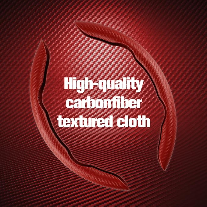 2pcs Carbon Fiber Anti-Skid Steering Wheel Cover, Waterproof & Segmented Butterfly Design, Universal 99% Vehicle Wheel Cover Protector, Car Interior Accessories (Red-2pcs)