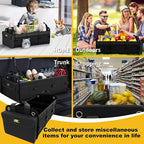 Car Trunk Organizer with Cooler, 100L, Premium Material, Black | Collapsible Heavy Duty Large Car Organizer, Sturdy Trunk Storage for SUV with Adjustable Straps and Non Slip Bottom