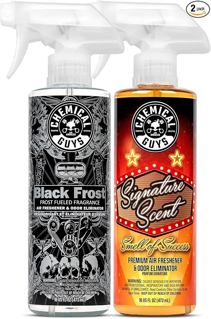 AIR_302 Black Frost Scent and Signature Scent Combo Pack, Great for Cars, Trucks, SUVs, RVs, Home, Office & More (2-16 Fl Oz Items)