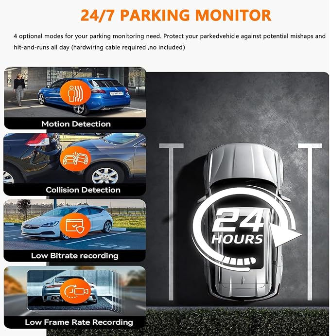 3 Channel Dash Cam, 4K+1080P+1440P Front Inside and Rear Car Camera, Free 128G Card, Triple Dash Camera Built-in WiFi GPS, HDR Night Vision, G Sensor, 170° Wide Angle, 24H Parking Mode
