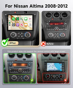 Android Car Radio for Nissan Altima 2008-2012 with Wireless CarPlay Android Auto, 6G+128G 9” Touchscreen Car Stereo Mirror Link GPS Navigation WiFi Bluetooth FM RDS EQ SWC Backup Camera