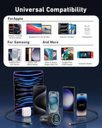 67W 3-Port Super Fast Type C Car Charger USB C for Samsung Galaxy S26 S25 S24 S23 S22 Ultra, iPhone 17/Air/16/15 Pro Max, Android, PD/QC Car Phone Adapter Accessories for Men Women + 3FT USB-C Cable