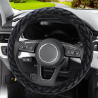 YHONGJT Soft Velvet Steering Wheel Cover Cute Hands Warm Fuzzy, Universal 15 Inch for Women Girls, Fit Vehicles, Sedans, SUVs, Vans, Trucks - Black