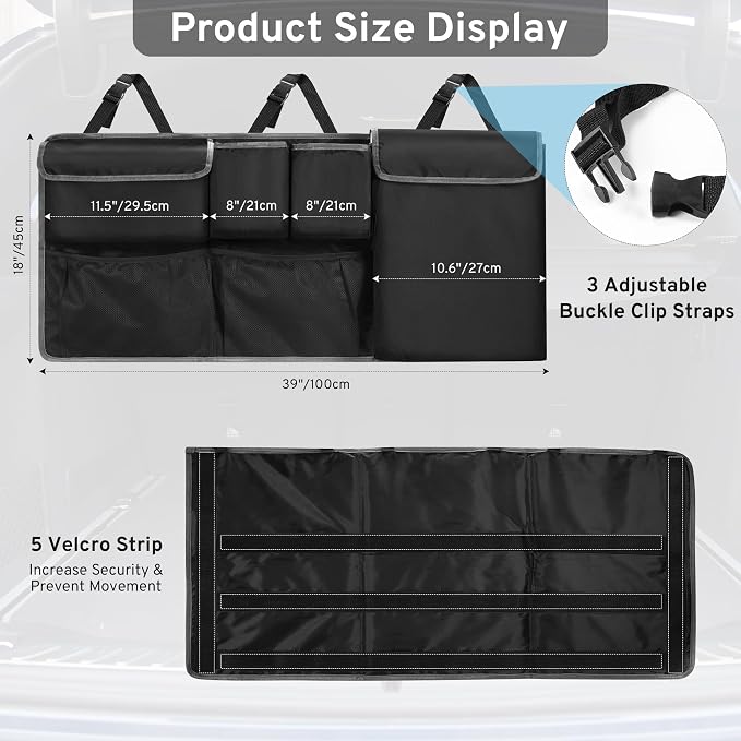 Car Trunk Organizer Backseat Hanging Storage Bag for Toyota Rav4 4Runner Sienna Highlander Corolla Cross Sequoia Venza Yaris SE XSE LE Hybrid XLE Limited Platinum SUV Accessories 2000-2025 2026