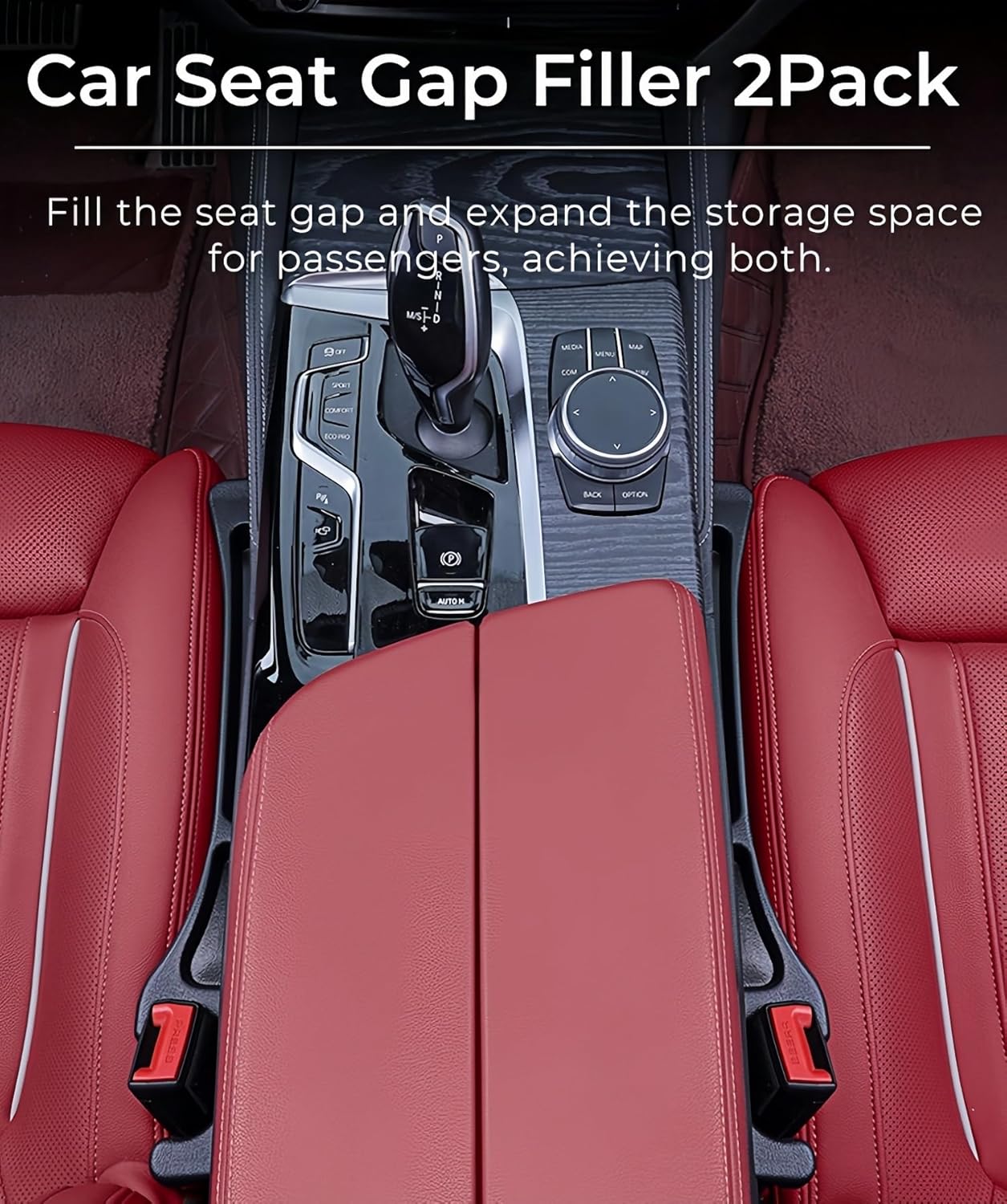 Car Seat Gap Filler (2-Pack) — Universal Leather Side Organizer