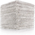 Creature Edgeless Auto Detailing Towels; Professional 70/30 Blend, Dual-Pile Plush Microfiber, Buffing & Polishing, 420gsm - 16in x 16in - Ice Grey - 10-Pack