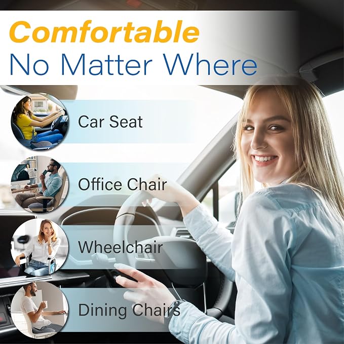 Car Seat Cushion for Driving, Car Seat Pillow for Short Drivers | Ergonomic Memory Foam Seat Cushion for Pain Relief, Adult Booster Seat for Car, Butt Cushion for Car, Truck, Office, B&G
