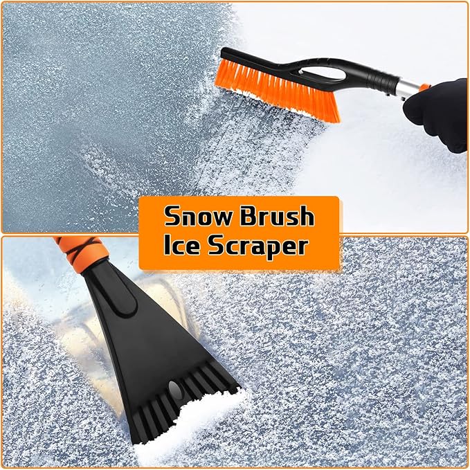 27" Snow Brush and Ice Scrapers for Car Windshield, Trucks, Car Accessories | 2 in 1 Detachable Snow Remover with Ergonomic Foam Handle
