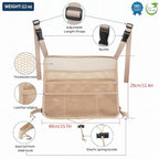 Car Net Pocket Handbag Holder Between Seats Back Storage Organizer 3 - Layers Purse Holder for Console Front Seat Storage Barrier, Beige