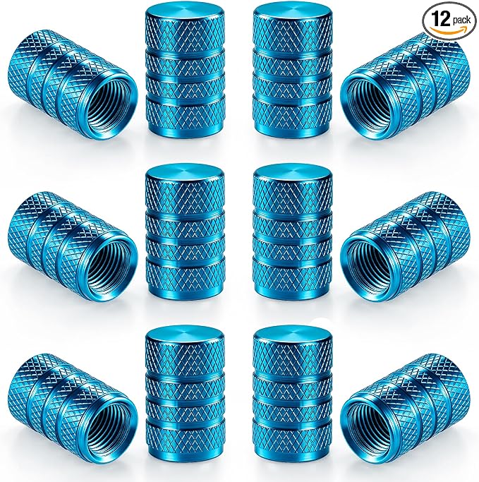 12PCS Tire Valve Stem Caps, Car Exterior Accessories, Aluminum Alloy Valve Cover Universal for Cars, Trucks, Motorcycles and Bicycles (Sky Blue)