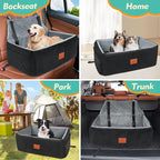 Dog Car Seat for Large Medium Dogs,Washable Pet CarSeat Under 55 lbs or 2 Small Dogs,Dog Booster Seat Travel Bed with Thick Cushion,2 Safety Leashes