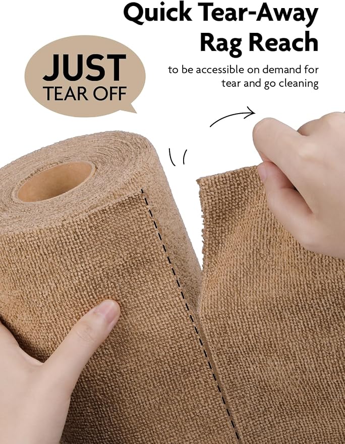 Microfiber Cleaning Cloth Rolls-150 Sheets,12"x12"(TAN,Beige) | Super Absorbent, Lint-free, Tear-away Microfiber Towel Roll, for All-Purpose Cleaning