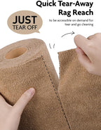Microfiber Cleaning Cloth Rolls-150 Sheets,12"x12"(TAN,Beige) | Super Absorbent, Lint-free, Tear-away Microfiber Towel Roll, for All-Purpose Cleaning