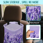 Car Garbage Bag Purple Lavender Flowers Drawstring Car Trash Bag Hanging for Back Seat with Adjustable Buckle Canvas Vehicle Trash Can Easy-to-Install
