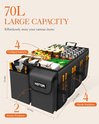 Trunk Organizer - Car Organizer, Foldable Trunk organizer for SUVs & Sedans, Sturdy Car Organization for Car Accessories, Tools, Sundries, Black, 4 Compartments, 23.2"×16.0"×11.6"