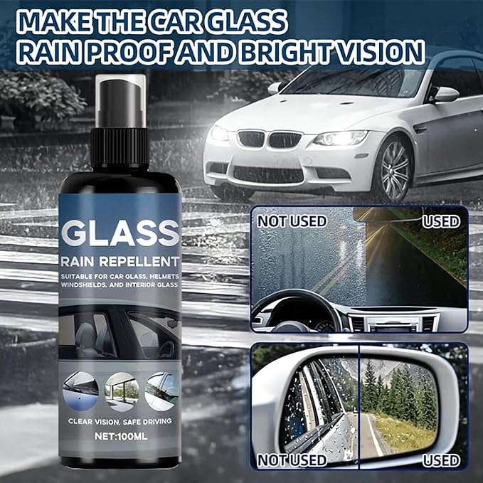 Window Cleaner Spray - 100ml Anti Fog Hydrophobic Streak-Free Shine - Window Cleaning Spray | For Mirror Windshield SUV RV Vehicle Against Rain Snow Ice