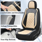 Coverado Universal Car Seat Covers Full Set, Durable Waterproof Faux Leather Front & Rear Seat Protectors, Classic Easy-Clean Interior for Most Vehicles – BlackBeige