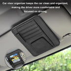 2PCS Small Leather Car Sun Visor Organizer, Multifunctional Auto Visor Document Holder with Sunglasses Clip, Universal Car Interior Organizer for Drving License, Card, Pen (Black)