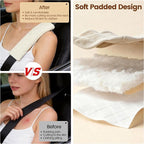 Soft Auto Seat Belt Cover Seatbelt Shoulder Pad Cushions 2 PCS for a More Comfortable Driving Universal Fit for All Cars and Backpack Off White