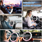 Pink Steering Wheel Cover, Auto Cute Girly Car Interior Accessories Coquette Aesthetic Decoration Stuff