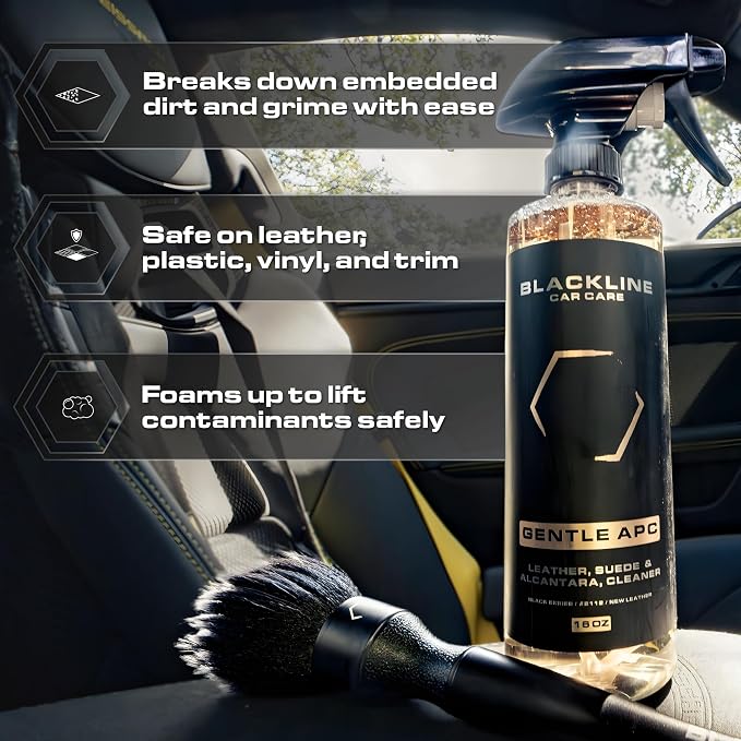 Blackline Car Leather Cleaner and Conditioner Care Kit - 2 (16 Fl Oz) Bottles - Effectively Cleans and Conditions Leather Car Interiors, Shoes, Boots, Bags, Furniture, Apparel and More