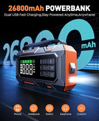 16-in-1 8000A Car Battery Jump Starter with Air Compressor 160PSI, Jump Starter Jump Box (All Gas 12L Diesel) with Portable Jumper Cables, Auto-Shutoff Tire Inflator, Gloves, Tow Rope