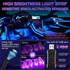 Smart LED Car Lights Interior with USB Port, LED Strip Fiber Optic Ambient Lighting Car, Wireless App Control, Sync to Music, Car Decorations Interior Accessories Gifts for Women Men, 6 in 1