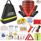 20PCS Car Emergency Kit with Jumper Cables, Roadside Safety Emergency Car Kit for Vehicle Truck Motorcycle - Gifts for Men Women Teenagers, Easy Storage(Black)
