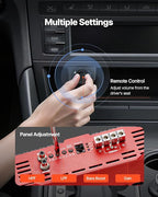 Monoblock Car Amplifier, 3000W RMS MAX, 1/2/4 Ohm Stable, 1-Channel Class D Car Audio Amplifier with Remote Subwoofer Level Control, Low Pass Filter and Bass Boost, Volume Controller Included