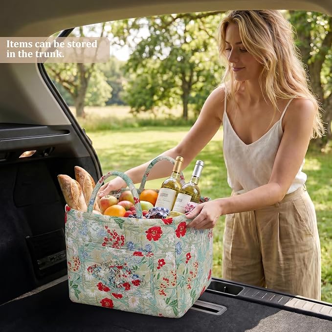 Floral Fabric Storage Basket Car Interior Storage Basket Underwear Sundries Laundry Baskets Supplies Home Organizer Bag (style 10)
