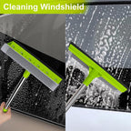 Window Squeegee with 15.7"-27.5" Retractable Stainless Steel Handle, 2-in-1 Windshield Cleaner Tool for Cars, Trucks, Glass Doors, Shower Glass, Outdoor Windows – Window Cleaner (Green)