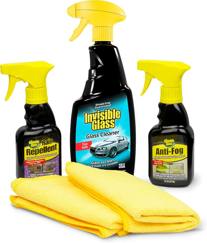 99016 5-Piece Windshield Glass Treatment Kit Includes Anti-Fog for Interior, Rain Repellent for Exterior, Premium Spray Glass Cleaner, and (2) Microfiber Cleaning Cloths