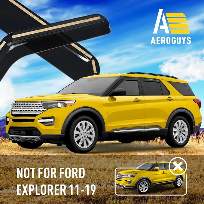 Extra Durable Window Deflectors in-Channel Window Visors Rain Guards Fit for Ford Explorer 2020-2026, Sun Visors, Wind Vent for Shades, Exterior Car Accessories - 4 pcs. AG0902