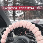 Sun Walker Fluffy Car Steering Wheel Cover, Soft Plush Anti-Slip Steering Wheel Protector for Warm Winter, Fuzzy Comfortable Wheel Cover Auto Interior Accessories for Women Girl (Pink)