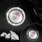 2 PCS Crystal Double Rhinestone Car Engine Start Stop Decoration Ring, Bling Car Interior Accessories for Women, Push to Start Button Cover Sticker, Automotive Decals, Colorful
