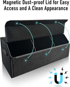 Car Trunk Organizer for SUV and Sedan, Black, 29.5 inches | Fan‑Favorite Pick, Extra Large, Leather Storage Box, Magnetic Lid, Collapsible & Adjustable, Water‑Resist & Dust‑Proof