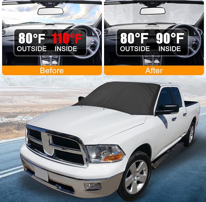 210T Magnetic Car Windshield Cover Sun Shade Snow Frost Ice Guard Waterproof Windshield Protector for SUV 94 x 57.4 Inches
