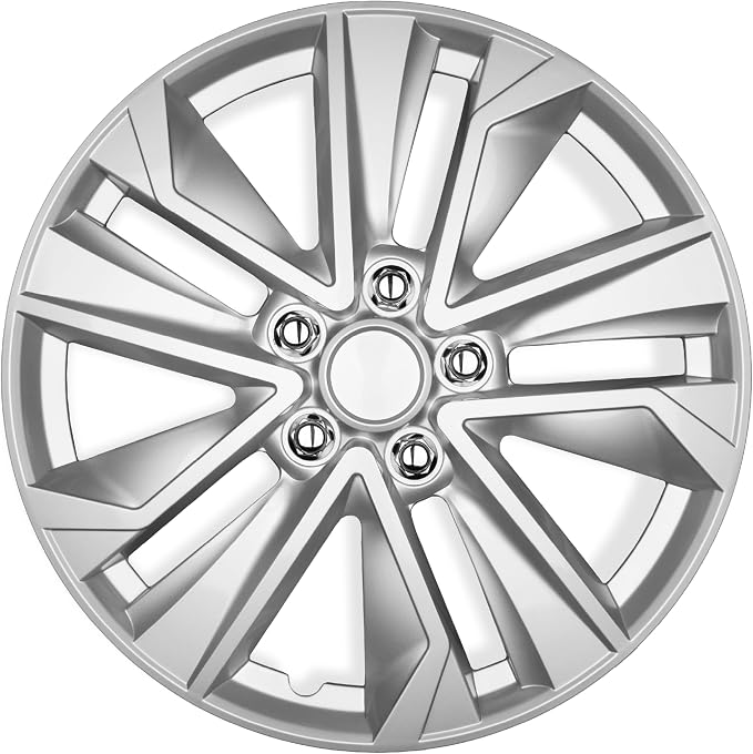 16 Inch Hubcaps Set of 4 – OEM Replacement Snap-On Wheel Rim Covers - Universal Fit Car Wheel Cover for Cars, Trucks, SUV, Vans Durable ABS Silver 10-Spoke Hub-Cap Car Accessories Exterior