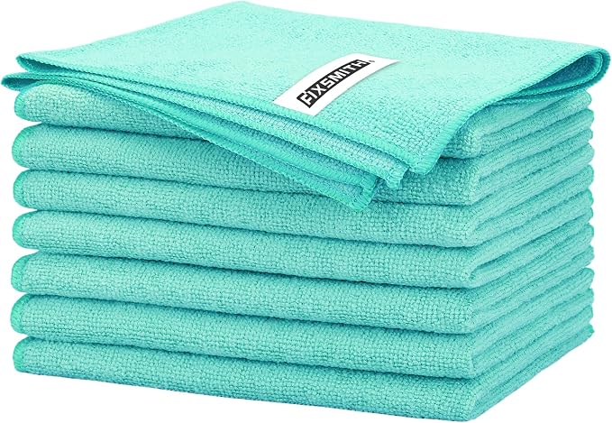 Turquoise Microfiber Cleaning Cloth -Pack of 8, Highly Absorbent Cleaning Rags, 16"X12" All Purpose Cleaning Towels for Housekeeping, Kitchen, Car, Lint Free and Reusable Microfiber Towels
