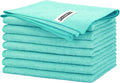 Turquoise Microfiber Cleaning Cloth -Pack of 8, Highly Absorbent Cleaning Rags, 16"X12" All Purpose Cleaning Towels for Housekeeping, Kitchen, Car, Lint Free and Reusable Microfiber Towels
