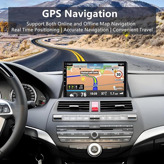 for Honda Accord Radio Upgrade 2008-2013: 4GB+32GB Car Stereo Replacement | Wireless Carplay & Android Auto, 10.2 inch Touchscreen, Bluetooth, GPS Navigation, FM, Wifi, DSP, SWC