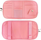 Car Sun Visor Organizer Auto Interior Accessories Visor Pocket Organizer Car Truck Visor Storage Pouch Holder with Multi-Pocket Double Zippers New (Pink)