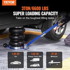 Air Jack, 3 Ton/6600 lbs Triple Bag Air Jack, Airbag Jack with Six Steel Pipes, Lift up to 17.7", 3-5 s Fast Lifting Pneumatic Jack, with Adjustable Long Handles for Cars