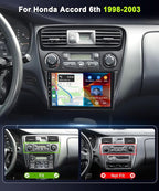 8Core 6G+128G Radio for Honda Accord 6th 1998-2003 Adroid 15 Car Stereo,Wireless Carplay Android Auto,9inch 1280x720P IPS Touch Screen,5.0Bluetooth,AHD IP69K Backup Camera,Mirror Link RCA SWC FM/RDS