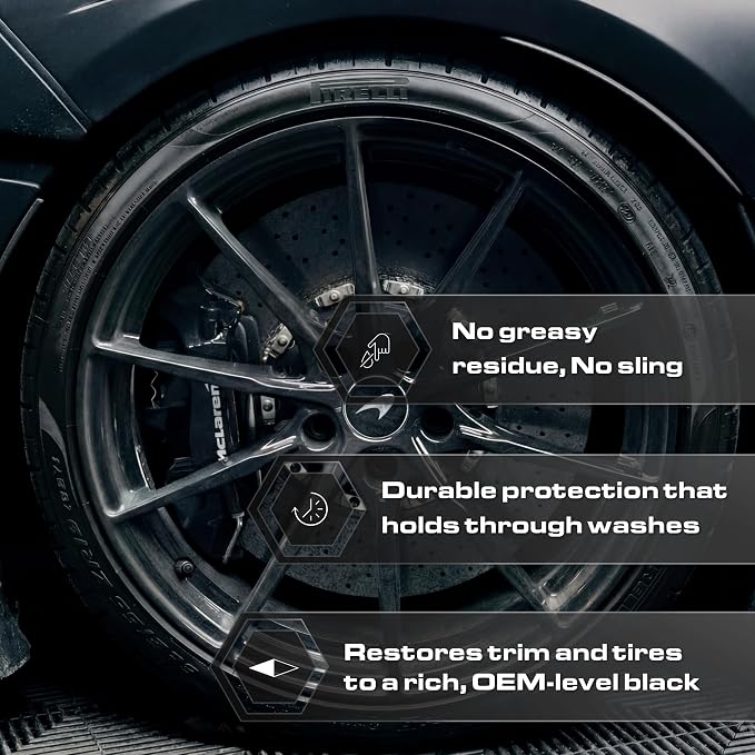 Blackout Trim & Tire Dressing - Best Tire Shine No Sling Formula - Water Based Protection for Car Tires & Trim - Safe for Cars, Trucks, SUVs & More - 16 fl oz (Pack of 2)